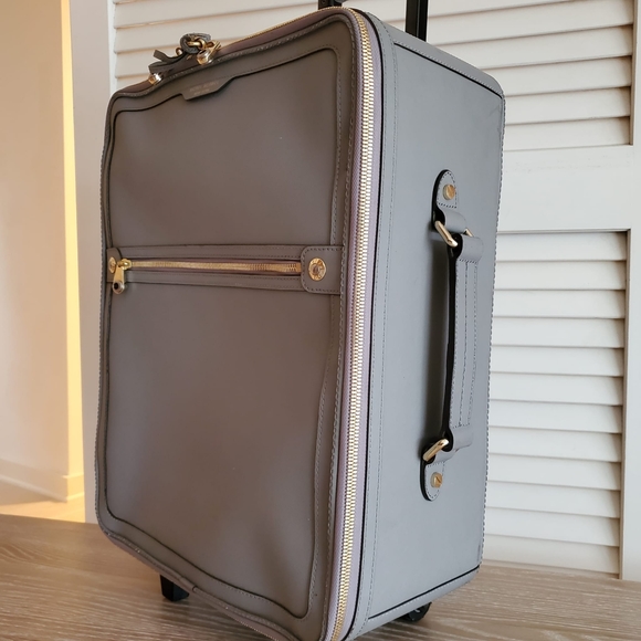 henri bendel Gray Leather Carry-On Cabin Suitcase - Picture 3 of 11